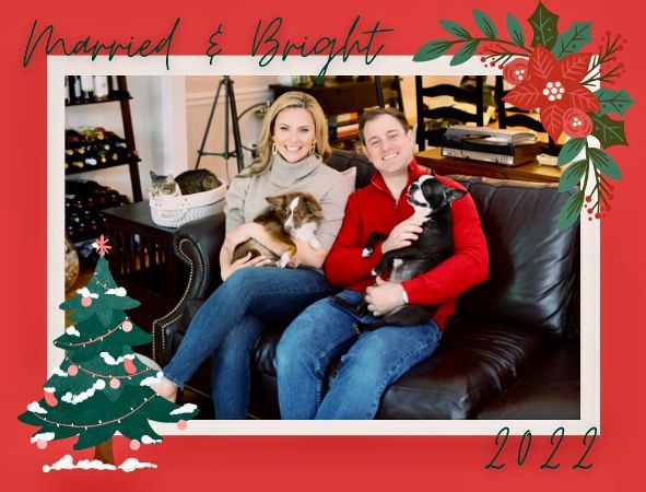 Lauren Blanchard celebrating Christmas of 2022 with her husband and pets. 